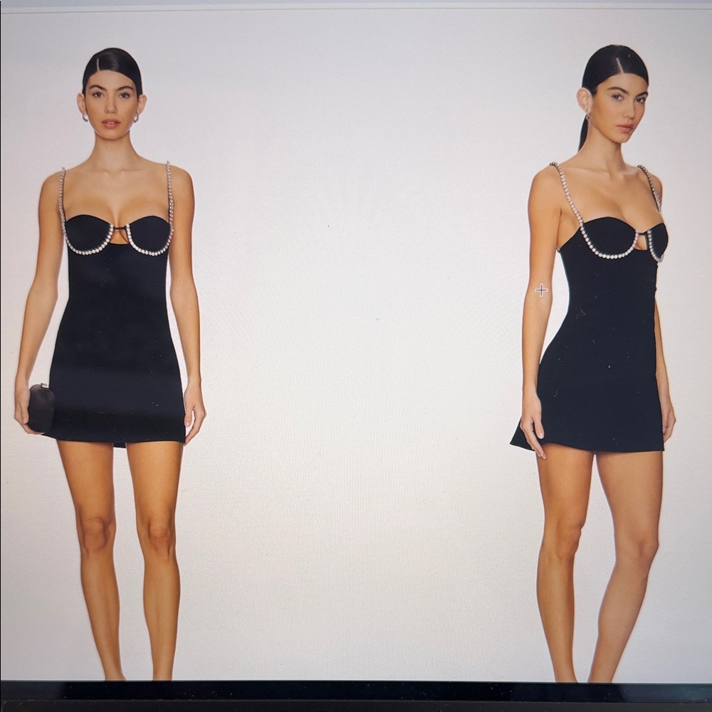 Majorelle Blaire Black Mini Dress with Embellished Straps